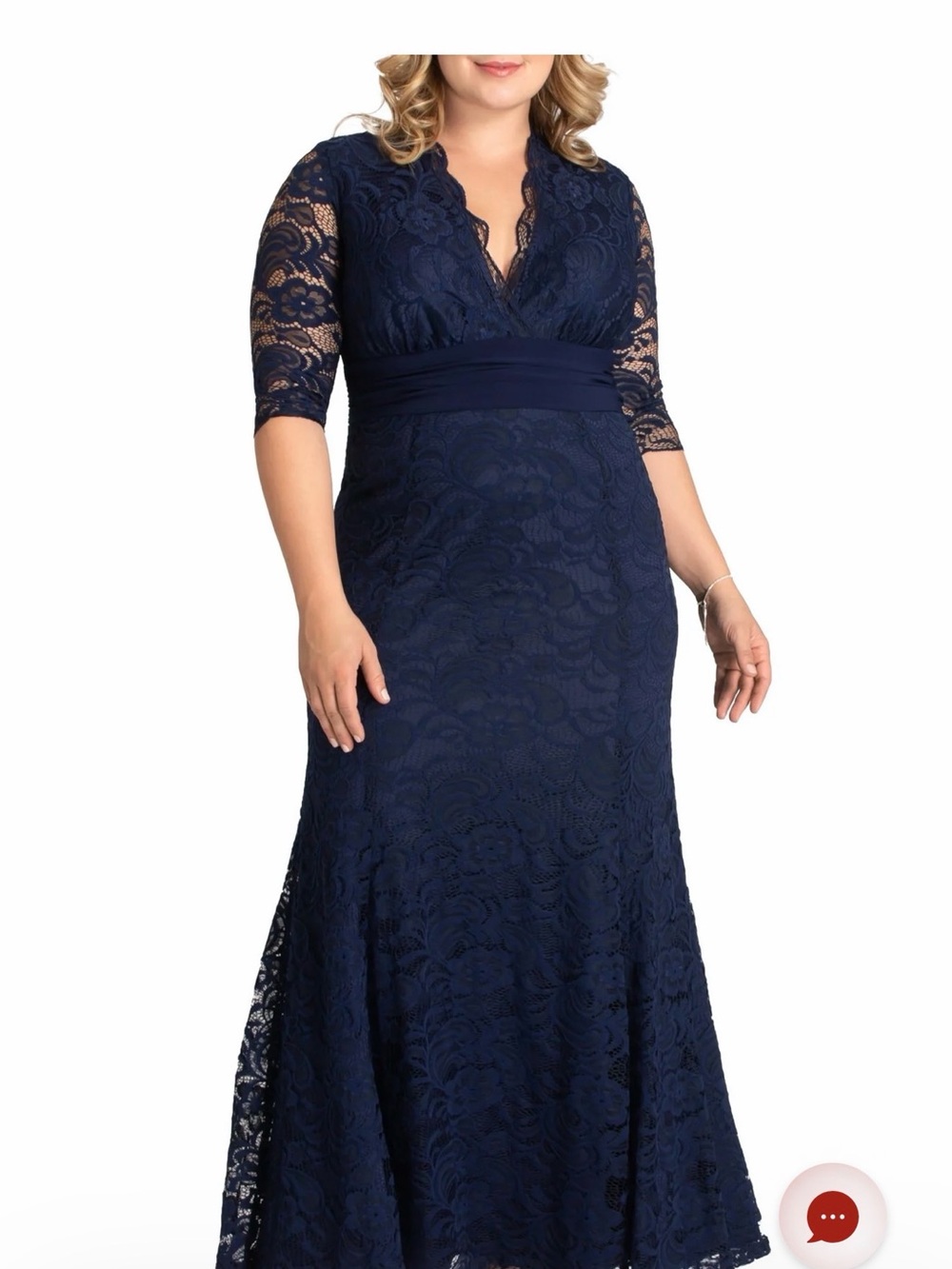 NWT Kiyonna Screen Siren Navy Lace Evening Dress - Size 0 (10/12)